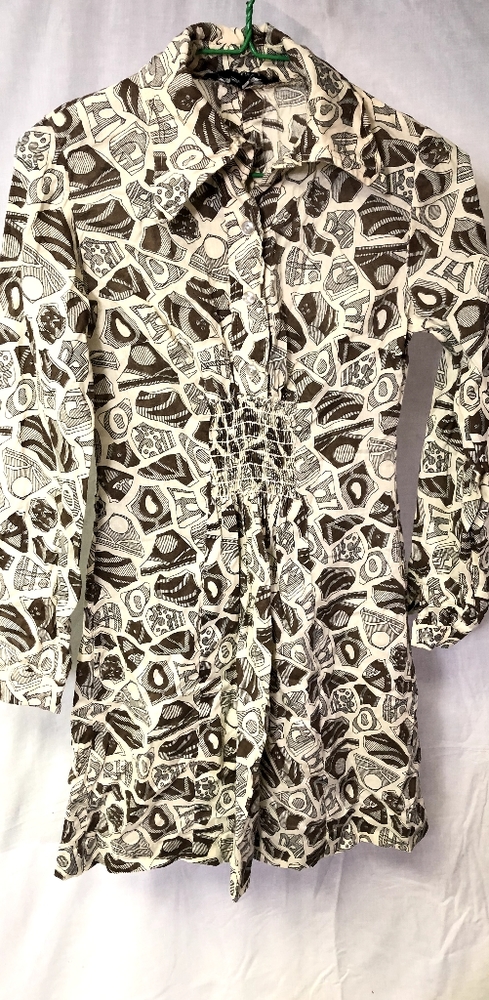 Vintage mod patterned long sleeve minidress